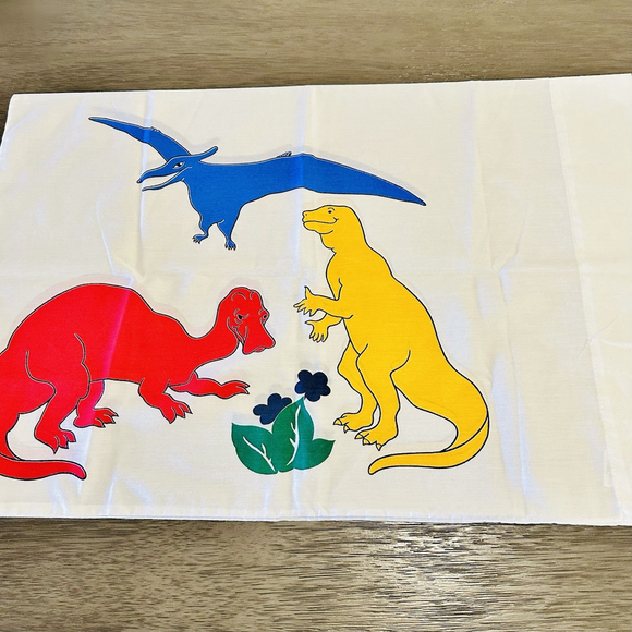 Vintage 1980s 1990s Dinosaur TWiN SHEET SET Primary Colors Springs Industries - Picture 3 of 10